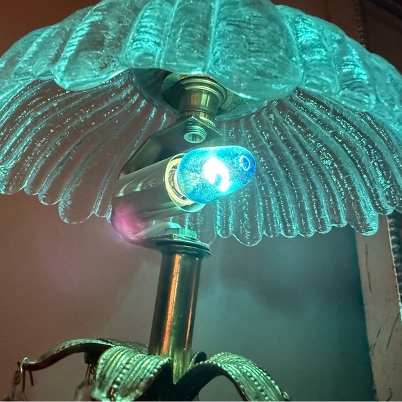 VINTAGE BOHEMIA GLASS CRYSTALS, BRASS/MARBLE BOUDOIR LAMP ~12”H USA MADE - Picture 4 of 16